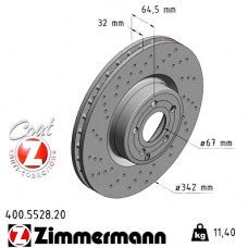 Передний тормозной диск 342x32 400552820 Otto Zimmermann CoatZ