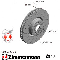Передний тормозной диск 360x36 400552920 Otto Zimmermann CoatZ