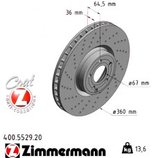 Передний тормозной диск 360x36 400552920 Otto Zimmermann CoatZ