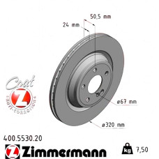 400.5530.20 Zimmermann Задний тормозной диск 320x24 на MERCEDES-BENZ SL (R231) с двигателем 500 (231.473)