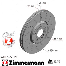 Передний тормозной диск 350x32 400555320 Otto Zimmermann CoatZ