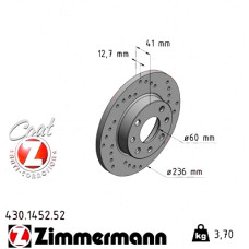 Спортивный передний тормозной диск с перфорацией 236x12,7 430145252 Otto Zimmermann Sport Z