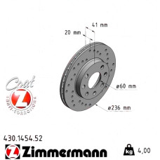 Спортивный передний тормозной диск с перфорацией 236x20 430145452 Otto Zimmermann Sport Z