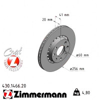 Передній гальмівний диск 256x20 430146620 Otto Zimmermann CoatZ