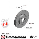 Спортивный передний тормозной диск с перфорацией 256x24 430148252 Otto Zimmermann Sport Z