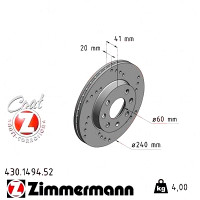 Спортивный передний тормозной диск с перфорацией 240x20 430149452 Otto Zimmermann Sport Z