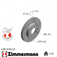 Спортивный передний тормозной диск с перфорацией 240x20 430149452 Otto Zimmermann Sport Z