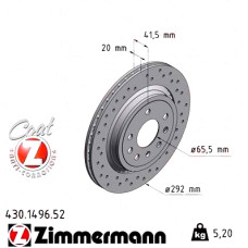 Спортивный задний тормозной диск с перфорацией 292x20 430149652 Otto Zimmermann Sport Z
