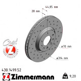 Спортивный передний тормозной диск с перфорацией 314x28 430149952 Otto Zimmermann Sport Z