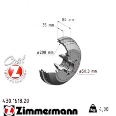 430.1618.20 Zimmermann Задний тормозной барабан 228x200 на OPEL TIGRA (S93) с двигателем 1.6 16V (F07)