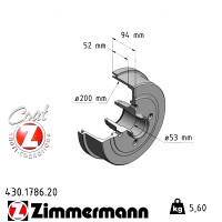 430.1786.20 Zimmermann Задний тормозной барабан 228x200 на OPEL CORSA C (X01) с двигателем 1.4 (F08, F68)