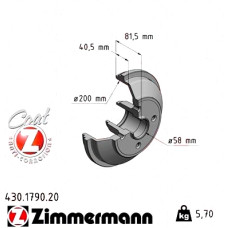 430.1790.20 Zimmermann Задний тормозной барабан 238x200 на OPEL AGILA (B) с двигателем 1.3 CDTI (F68)
