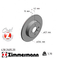 430.2605.20 Zimmermann Задний тормозной диск 264x10 на OPEL MERIVA A ВЭН (X03) с двигателем 1.7 DTI (E75)