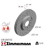 Спортивный передний тормозной диск с перфорацией 321x28 430260752 Otto Zimmermann Sport Z