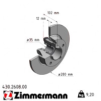 430.2608.00 Zimmermann Задний тормозной диск 280x12 на RENAULT TRAFIC II Kasten (FL) с двигателем 1.9 dCi 80 (FL0B)