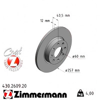 Передний тормозной диск 257x12 430260920 Otto Zimmermann CoatZ