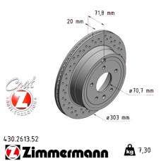 Спортивный задний тормозной диск с перфорацией 303x20 430261352 Otto Zimmermann Sport Z