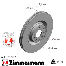 Передний тормозной диск 345x30 430262020 Otto Zimmermann CoatZ