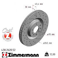 Спортивный передний тормозной диск с перфорацией 345x30 430262052 Otto Zimmermann Sport Z
