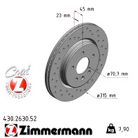 Спортивний задній гальмівний диск з перфорацією 315x23 430263052 Otto Zimmermann Sport Z
