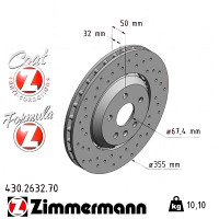 430.2632.70 Zimmermann Formula Z Передний тормозной диск 355x32 на OPEL INSIGNIA A Sports Tourer (G09) с двигателем 2.8 V6 Turbo OPC 4x4 (35)