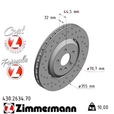 Передний тормозной диск 355x32 430263470 Otto Zimmermann Formula Z