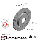 Задний тормозной диск 315x23 430263520 Otto Zimmermann CoatZ