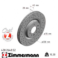 Спортивный передний тормозной диск с перфорацией 330x28 430264052 Otto Zimmermann Sport Z
