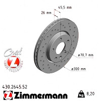 Спортивный передний тормозной диск с перфорацией 300x26 430264552 Otto Zimmermann Sport Z