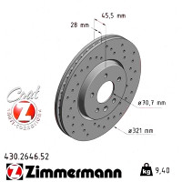 Спортивный передний тормозной диск с перфорацией 321x28 430264652 Otto Zimmermann Sport Z