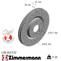 Спортивный передний тормозной диск с перфорацией 345x30 430264752 Otto Zimmermann Sport Z