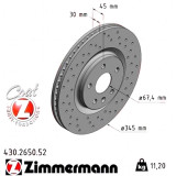 Спортивный передний тормозной диск с перфорацией 345x30 430265052 Otto Zimmermann Sport Z