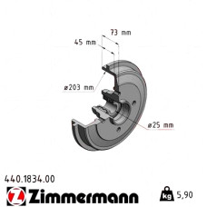 Задній гальмівний барабан 440183400 Otto Zimmermann CoatZ
