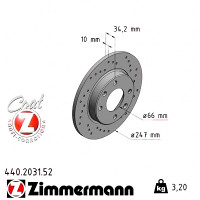 Спортивный задний тормозной диск с перфорацией 247x10 440203152 Otto Zimmermann Sport Z