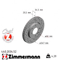 Спортивный передний тормозной диск с перфорацией 247x20,5 440203452 Otto Zimmermann Sport Z