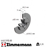 Задний тормозной диск 248,5x9 440311500 Otto Zimmermann CoatZ