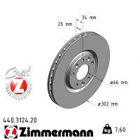 Передній гальмівний диск 302x26 440312420 Otto Zimmermann CoatZ