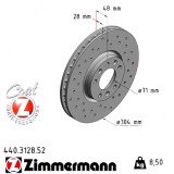 Спортивный передний тормозной диск с перфорацией 304x28 440312852 Otto Zimmermann Sport Z