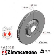 Передний тормозной диск 340x30 440313020 Otto Zimmermann CoatZ