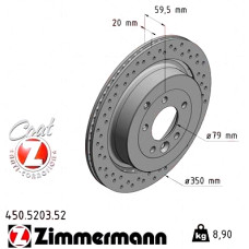 Спортивный задний тормозной диск с перфорацией 350x20 450520352 Otto Zimmermann Sport Z