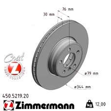 Передний тормозной диск 344x30 450521920 Otto Zimmermann CoatZ