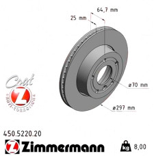 Передний тормозной диск 297x25 450522020 Otto Zimmermann CoatZ