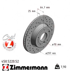 Спортивный передний тормозной диск с перфорацией 297x25 450522052 Otto Zimmermann Sport Z