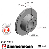 Передний тормозной диск 297x25 450522120 Otto Zimmermann CoatZ