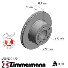 Передний тормозной диск 297x25 450522120 Otto Zimmermann CoatZ