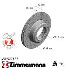 Спортивный передний тормозной диск с перфорацией 298x24 450522352 Otto Zimmermann Sport Z
