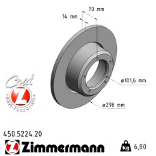 Передний тормозной диск 298x14 450522420 Otto Zimmermann CoatZ
