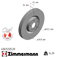 450.5225.20 Zimmermann Передний тормозной диск 349x34 на JAGUAR E-PACE (X540) с двигателем 2.0 AWD