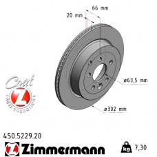 450.5229.20 Zimmermann Задний тормозной диск 302x20 на LAND ROVER FREELANDER 2 (L359) с двигателем 2.0 Si4 4x4