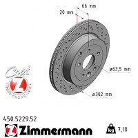 Спортивный задний тормозной диск с перфорацией 302x20 450522952 Otto Zimmermann Sport Z